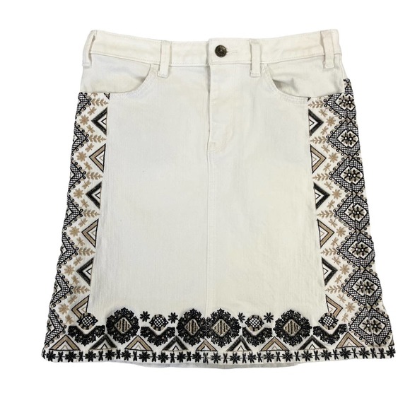 Pilcro and the Letterpress White Black Denim Skirt 4 - Picture 1 of 5